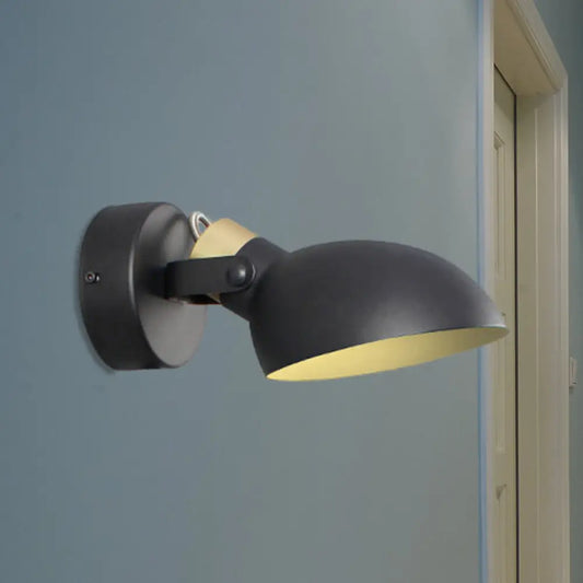 Aplique de pared metálico contemporáneo DecorBites™ - Pantalla de 1 luz tipo bol, acabado blanco y negro, ideal para dormitorio