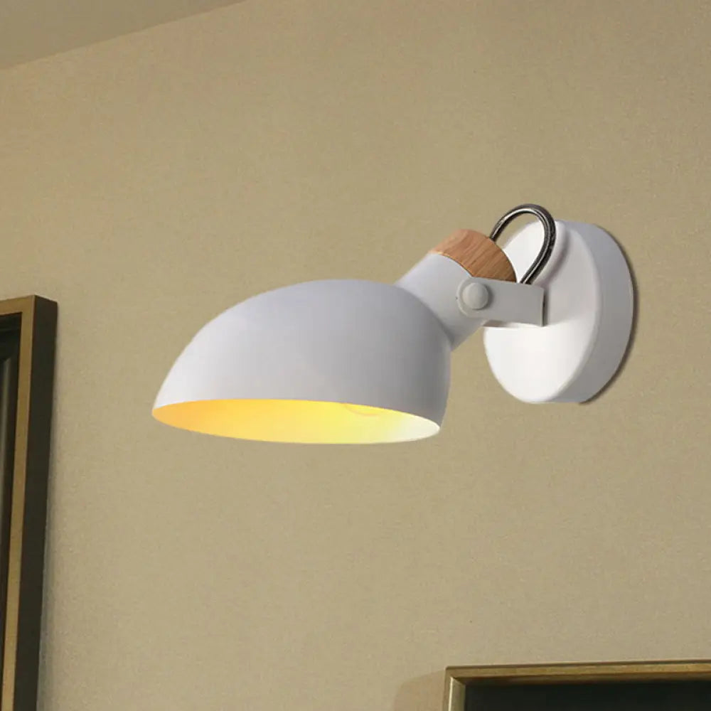 Aplique de pared metálico contemporáneo DecorBites™ - Pantalla de 1 luz tipo bol, acabado blanco y negro, ideal para dormitorio