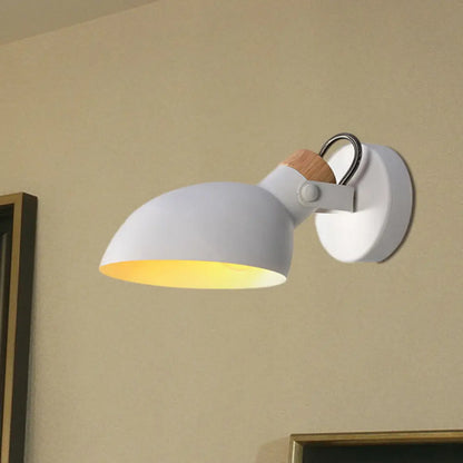 Aplique de pared metálico contemporáneo DecorBites™ - Pantalla de 1 luz tipo bol, acabado blanco y negro, ideal para dormitorio