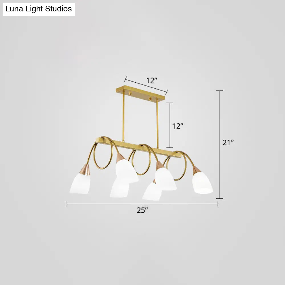 Lámpara colgante contemporánea de cristal opalino DecorBites™ - Lámpara de isla con pantalla de tulipán, ideal para restaurantes
