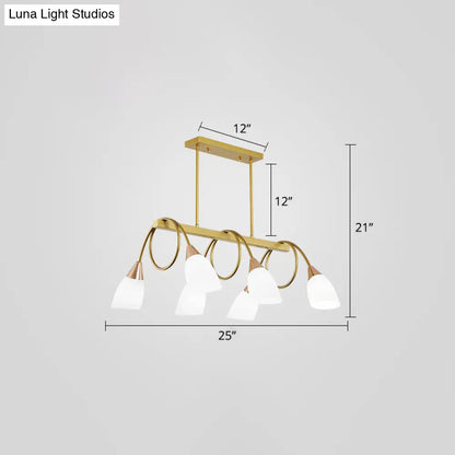 Lámpara colgante contemporánea de cristal opalino DecorBites™ - Lámpara de isla con pantalla de tulipán, ideal para restaurantes
