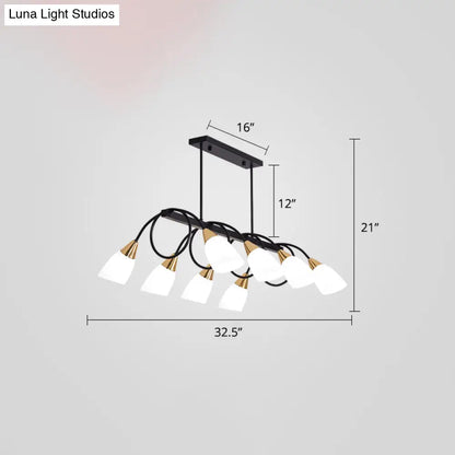 Lámpara colgante contemporánea de cristal opalino DecorBites™ - Lámpara de isla con pantalla de tulipán, ideal para restaurantes