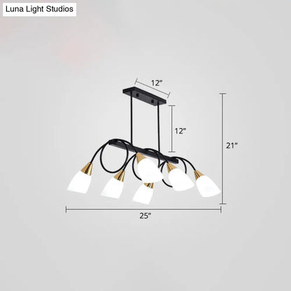 Lámpara colgante contemporánea de cristal opalino DecorBites™ - Lámpara de isla con pantalla de tulipán, ideal para restaurantes