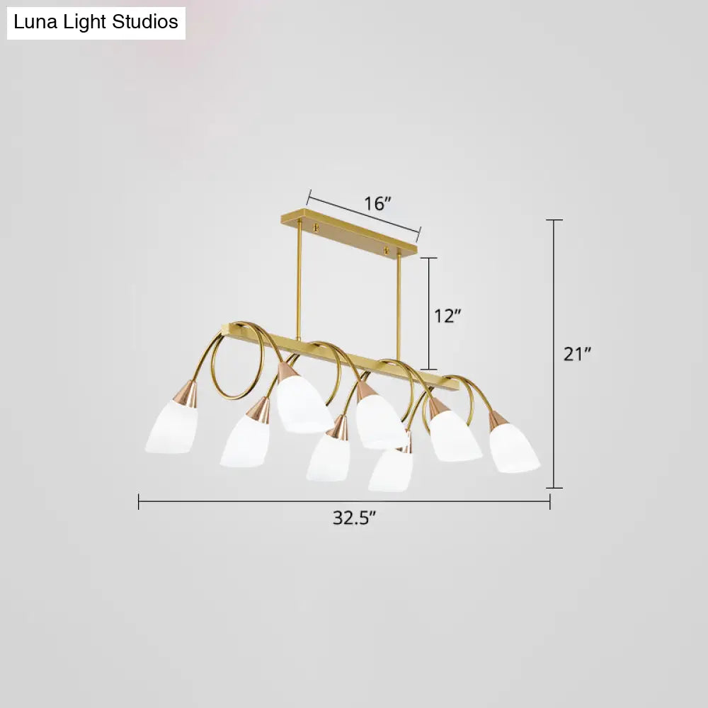 Lámpara colgante contemporánea de cristal opalino DecorBites™ - Lámpara de isla con pantalla de tulipán, ideal para restaurantes