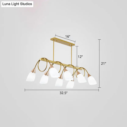 Lámpara colgante contemporánea de cristal opalino DecorBites™ - Lámpara de isla con pantalla de tulipán, ideal para restaurantes