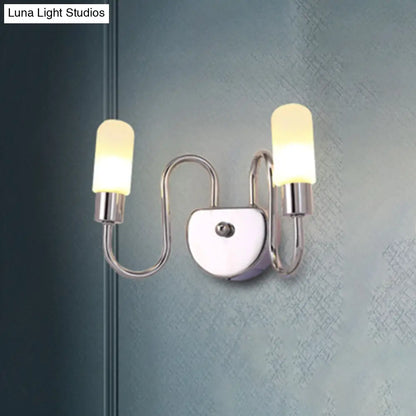 DecorBites™ Contemporary Milk Glass Pill Sconce with Chrome LED Flush Mount - 2/3 Lights