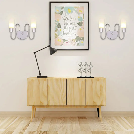 Aplique de pared DecorBites™ de cristal opalino contemporáneo con luz LED empotrada cromada - 2/3 luces