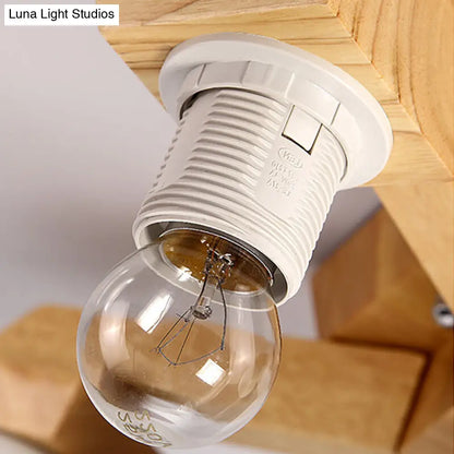 ديكوربايتس™ مصباح شبه مدمج من الزجاج الحليبي المعاصر مع ذراع تركيب خشبي - إضاءة فرعية شبه مدمجة 3/5/7 مصابيح (بيج)