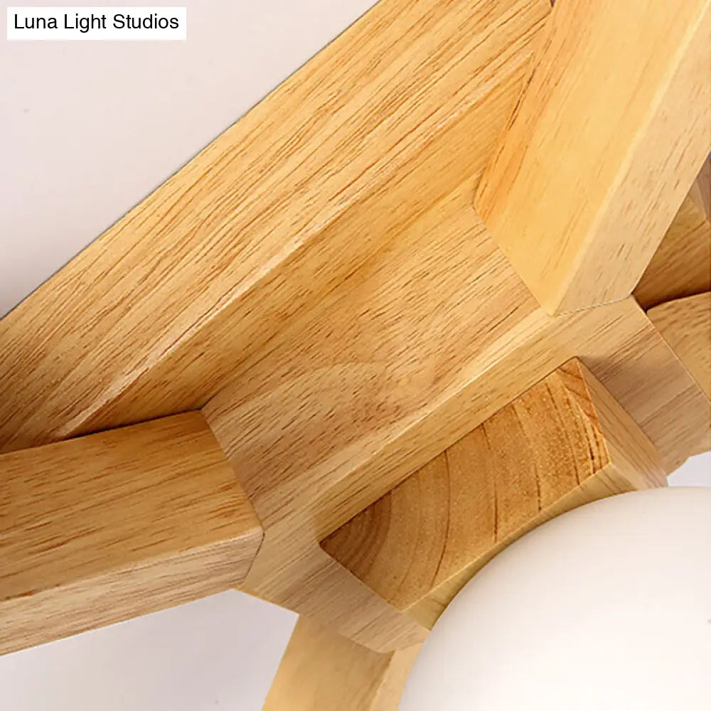 ديكوربايتس™ مصباح شبه مدمج من الزجاج الحليبي المعاصر مع ذراع تركيب خشبي - إضاءة فرعية شبه مدمجة 3/5/7 مصابيح (بيج)