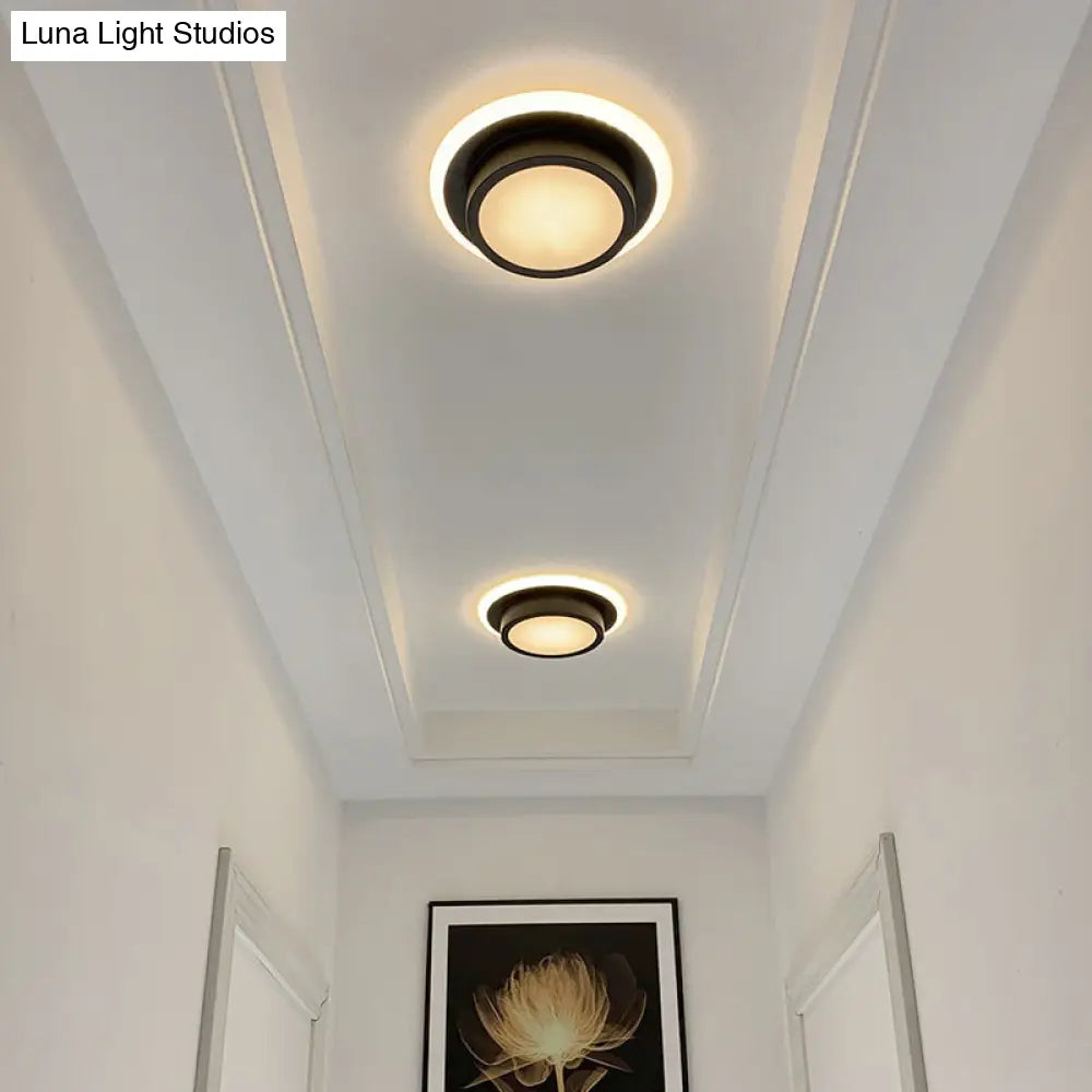 DecorBites™ DecorBites™ Contemporary Mini Round/Square Flush Mount Ceiling Light in Black/White with Metal Finish - LED Flushmount with Warm/White Light