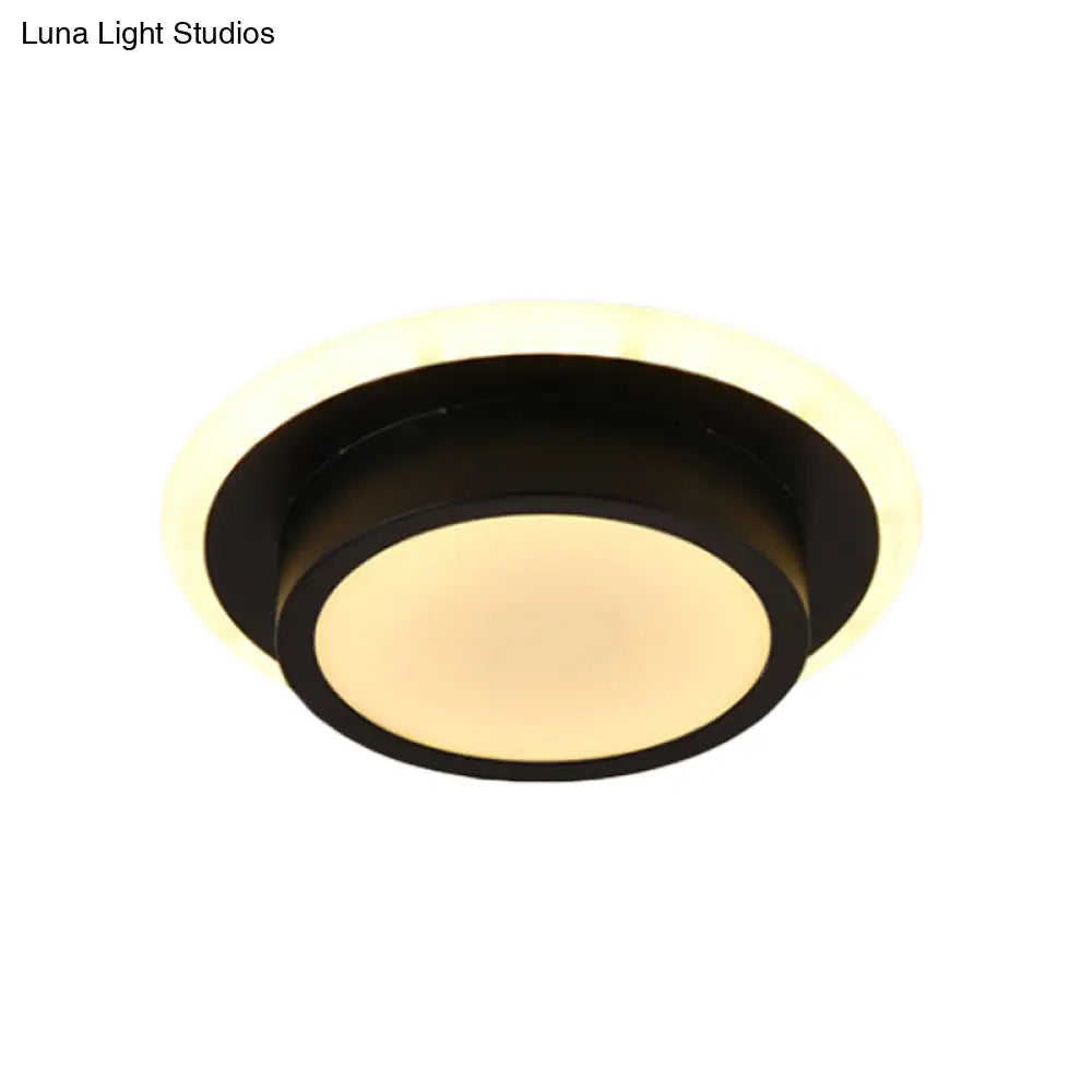 DecorBites™ DecorBites™ Contemporary Mini Round/Square Flush Mount Ceiling Light in Black/White with Metal Finish - LED Flushmount with Warm/White Light