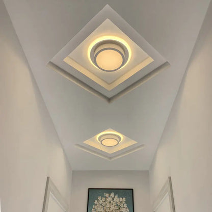 DecorBites™ DecorBites™ Contemporary Mini Round/Square Flush Mount Ceiling Light in Black/White with Metal Finish - LED Flushmount with Warm/White Light