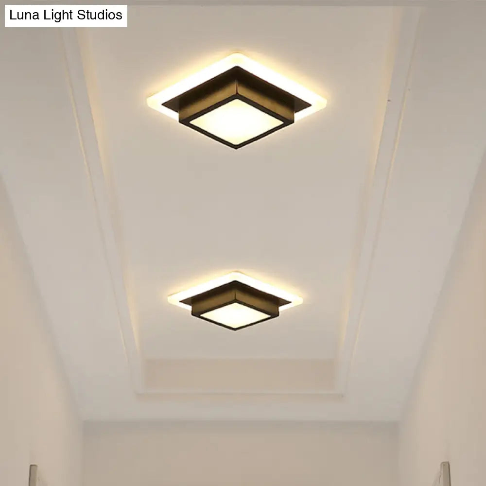 DecorBites™ DecorBites™ Contemporary Mini Round/Square Flush Mount Ceiling Light in Black/White with Metal Finish - LED Flushmount with Warm/White Light