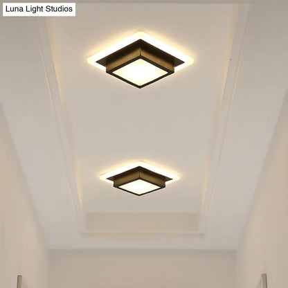 DecorBites™ DecorBites™ Contemporary Mini Round/Square Flush Mount Ceiling Light in Black/White with Metal Finish - LED Flushmount with Warm/White Light