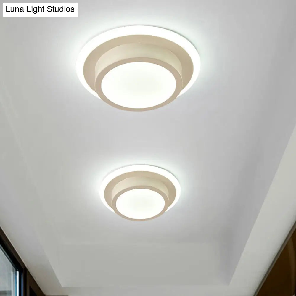 DecorBites™ DecorBites™ Contemporary Mini Round/Square Flush Mount Ceiling Light in Black/White with Metal Finish - LED Flushmount with Warm/White Light