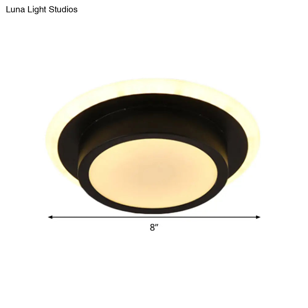 DecorBites™ DecorBites™ Contemporary Mini Round/Square Flush Mount Ceiling Light in Black/White with Metal Finish - LED Flushmount with Warm/White Light