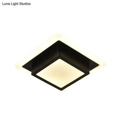 DecorBites™ DecorBites™ Contemporary Mini Round/Square Flush Mount Ceiling Light in Black/White with Metal Finish - LED Flushmount with Warm/White Light