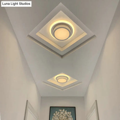 DecorBites™ DecorBites™ Contemporary Mini Round/Square Flush Mount Ceiling Light in Black/White with Metal Finish - LED Flushmount with Warm/White Light