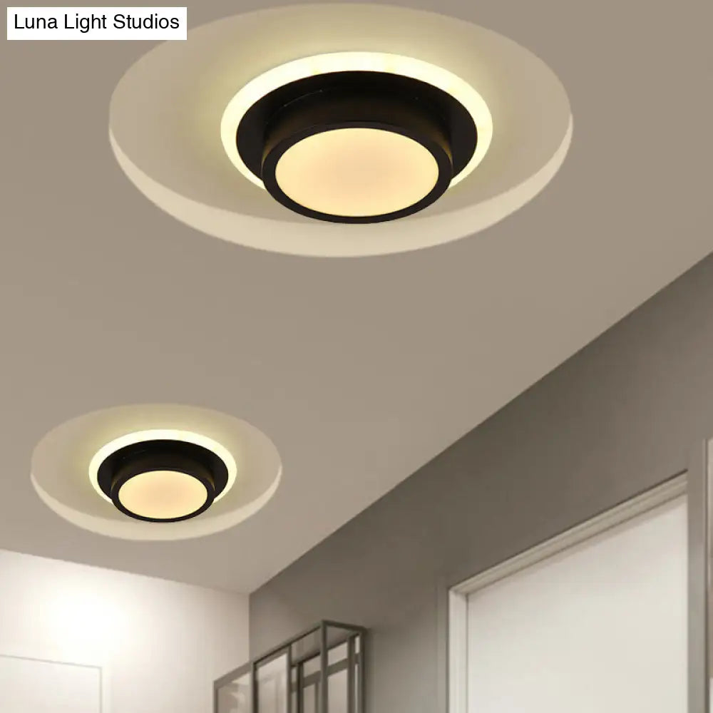 DecorBites™ DecorBites™ Contemporary Mini Round/Square Flush Mount Ceiling Light in Black/White with Metal Finish - LED Flushmount with Warm/White Light