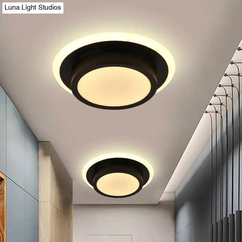 DecorBites™ DecorBites™ Contemporary Mini Round/Square Flush Mount Ceiling Light in Black/White with Metal Finish - LED Flushmount with Warm/White Light