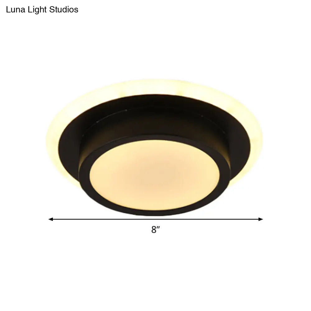 DecorBites™ DecorBites™ Contemporary Mini Round/Square Flush Mount Ceiling Light in Black/White with Metal Finish - LED Flushmount with Warm/White Light