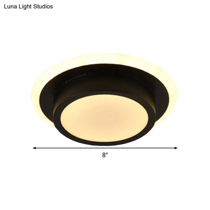 DecorBites™ DecorBites™ Contemporary Mini Round/Square Flush Mount Ceiling Light in Black/White with Metal Finish - LED Flushmount with Warm/White Light