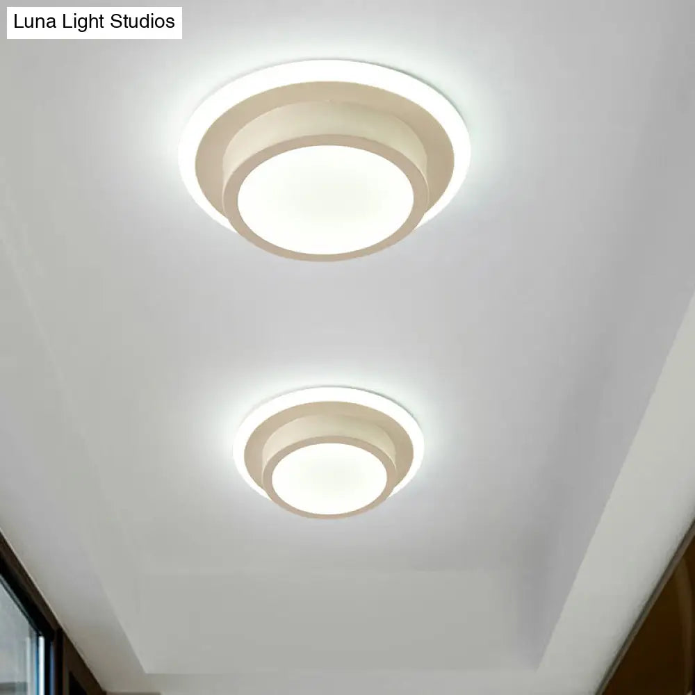 DecorBites™ DecorBites™ Contemporary Mini Round/Square Flush Mount Ceiling Light in Black/White with Metal Finish - LED Flushmount with Warm/White Light