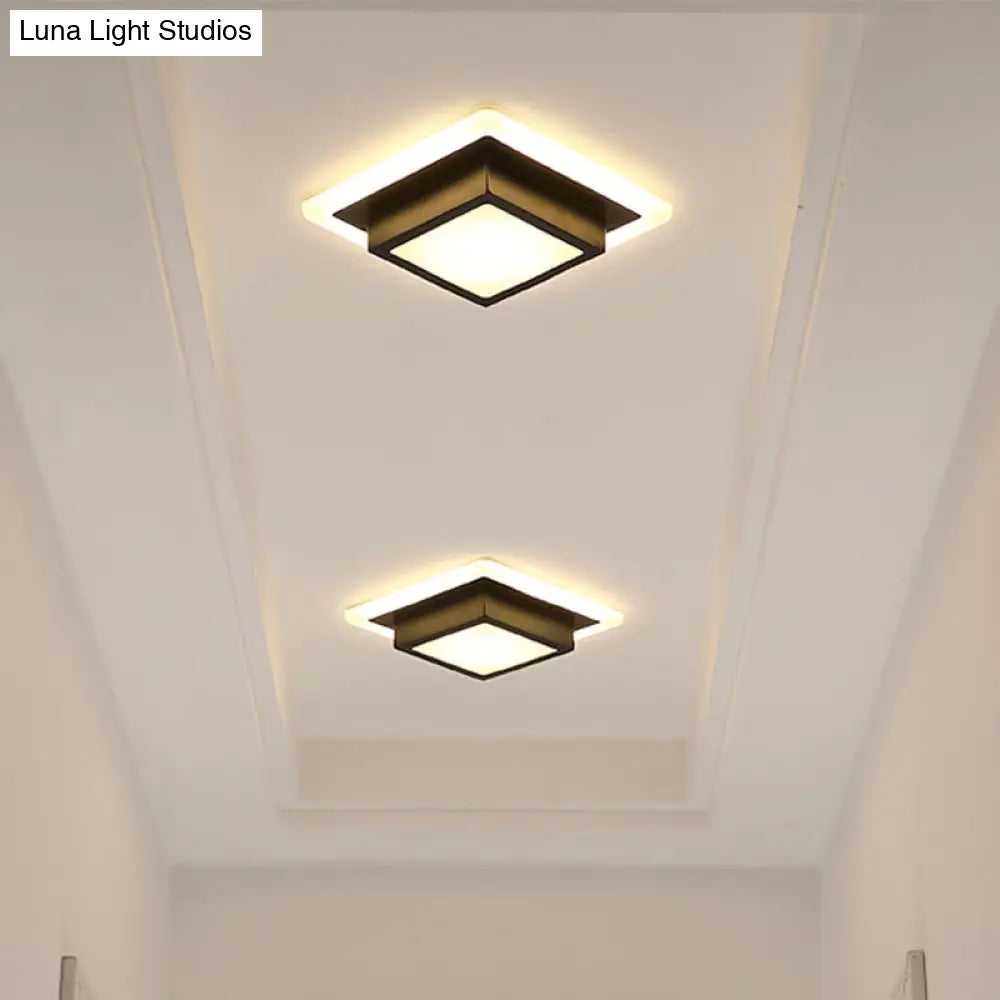 DecorBites™ DecorBites™ Contemporary Mini Round/Square Flush Mount Ceiling Light in Black/White with Metal Finish - LED Flushmount with Warm/White Light