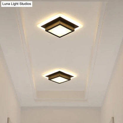 DecorBites™ DecorBites™ Contemporary Mini Round/Square Flush Mount Ceiling Light in Black/White with Metal Finish - LED Flushmount with Warm/White Light