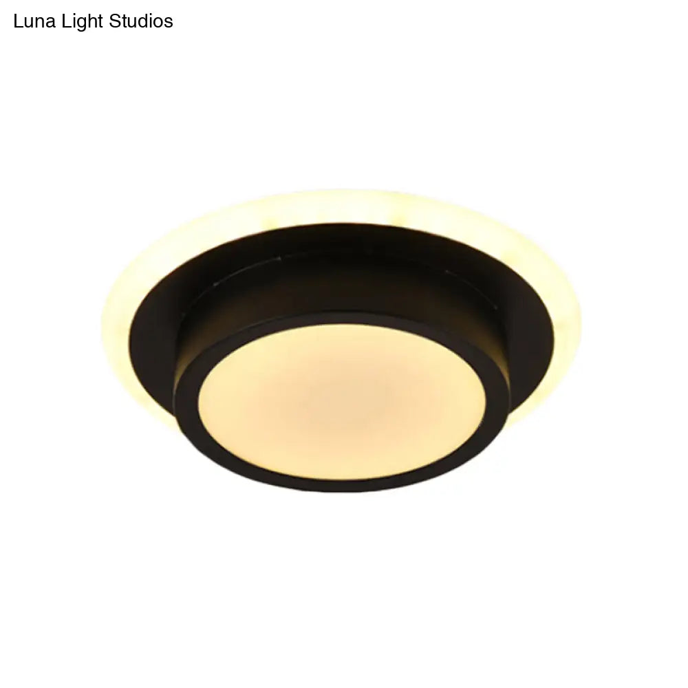 DecorBites™ DecorBites™ Contemporary Mini Round/Square Flush Mount Ceiling Light in Black/White with Metal Finish - LED Flushmount with Warm/White Light