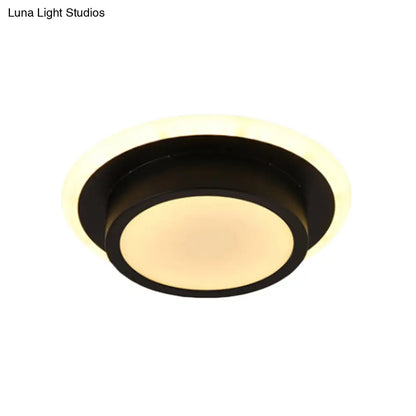 DecorBites™ DecorBites™ Contemporary Mini Round/Square Flush Mount Ceiling Light in Black/White with Metal Finish - LED Flushmount with Warm/White Light