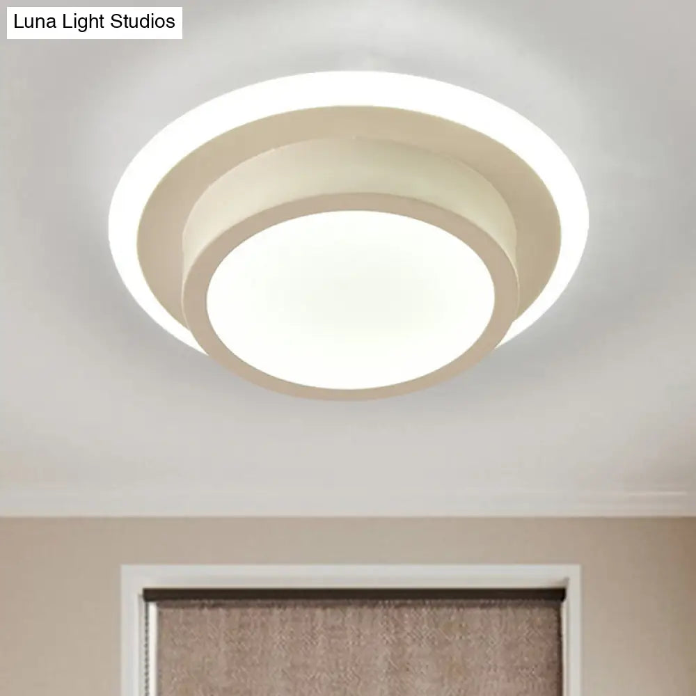 DecorBites™ DecorBites™ Contemporary Mini Round/Square Flush Mount Ceiling Light in Black/White with Metal Finish - LED Flushmount with Warm/White Light