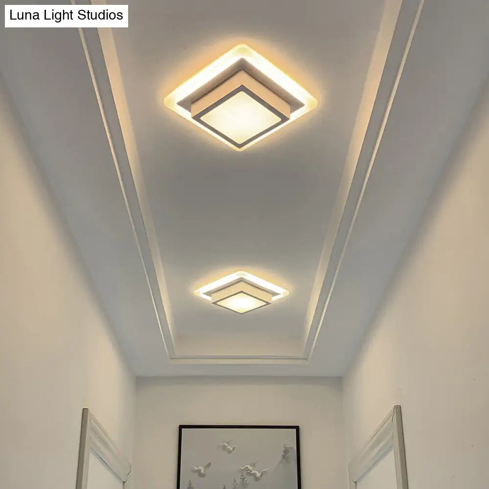 DecorBites™ DecorBites™ Contemporary Mini Round/Square Flush Mount Ceiling Light in Black/White with Metal Finish - LED Flushmount with Warm/White Light