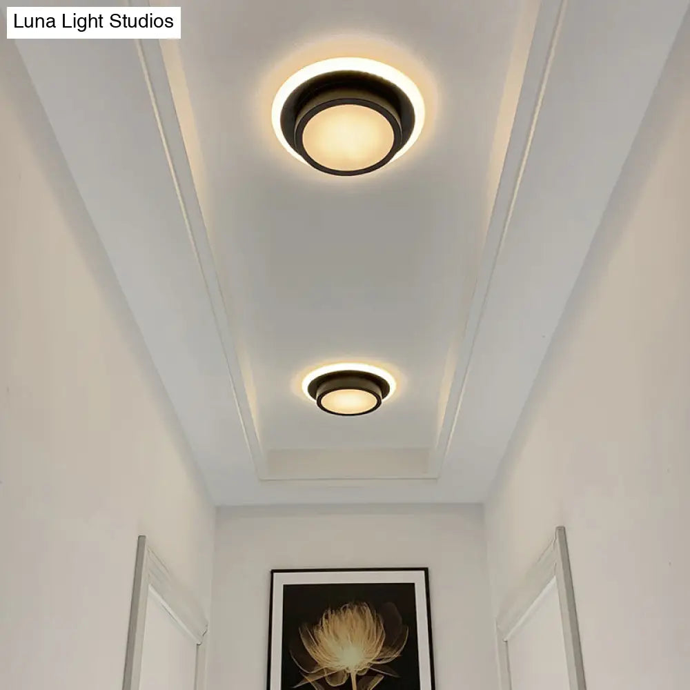 DecorBites™ DecorBites™ Contemporary Mini Round/Square Flush Mount Ceiling Light in Black/White with Metal Finish - LED Flushmount with Warm/White Light