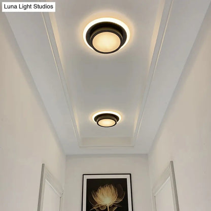 DecorBites™ DecorBites™ Contemporary Mini Round/Square Flush Mount Ceiling Light in Black/White with Metal Finish - LED Flushmount with Warm/White Light