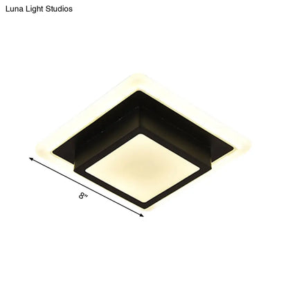 DecorBites™ DecorBites™ Contemporary Mini Round/Square Flush Mount Ceiling Light in Black/White with Metal Finish - LED Flushmount with Warm/White Light