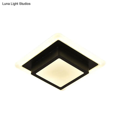 DecorBites™ DecorBites™ Contemporary Mini Round/Square Flush Mount Ceiling Light in Black/White with Metal Finish - LED Flushmount with Warm/White Light