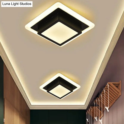 DecorBites™ DecorBites™ Contemporary Mini Round/Square Flush Mount Ceiling Light in Black/White with Metal Finish - LED Flushmount with Warm/White Light