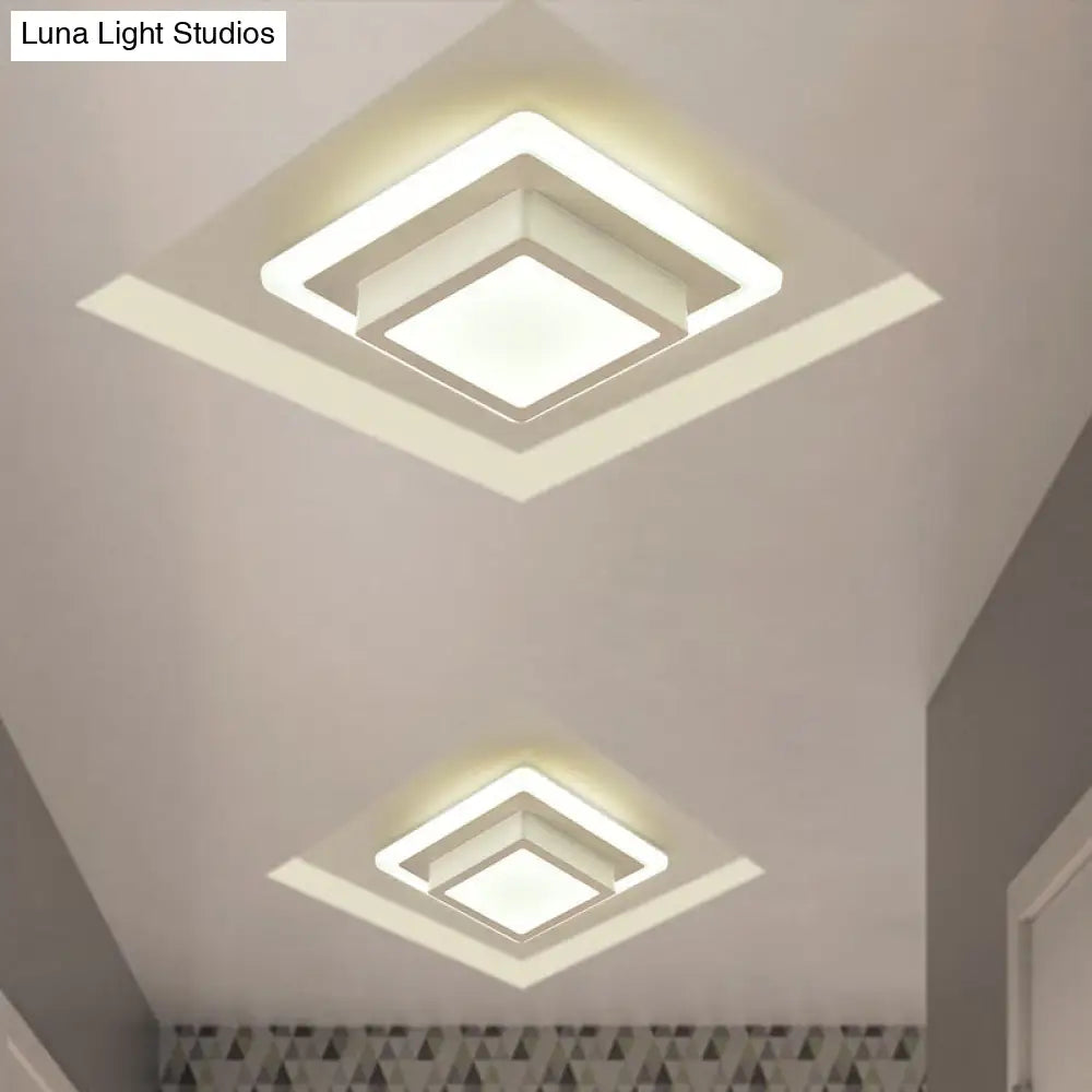 DecorBites™ DecorBites™ Contemporary Mini Round/Square Flush Mount Ceiling Light in Black/White with Metal Finish - LED Flushmount with Warm/White Light