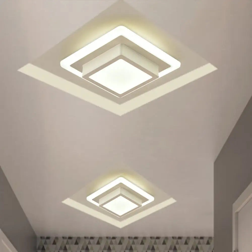 DecorBites™ DecorBites™ Contemporary Mini Round/Square Flush Mount Ceiling Light in Black/White with Metal Finish - LED Flushmount with Warm/White Light