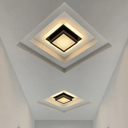 DecorBites™ DecorBites™ Contemporary Mini Round/Square Flush Mount Ceiling Light in Black/White with Metal Finish - LED Flushmount with Warm/White Light