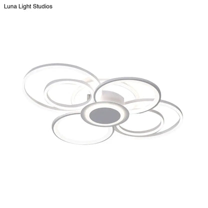 DecorBites™ Contemporary Multi-Halo Flush Ceiling Light with Acrylic Shade, available in Warm/White Light, for Bedroom (4/6/8 Lights)