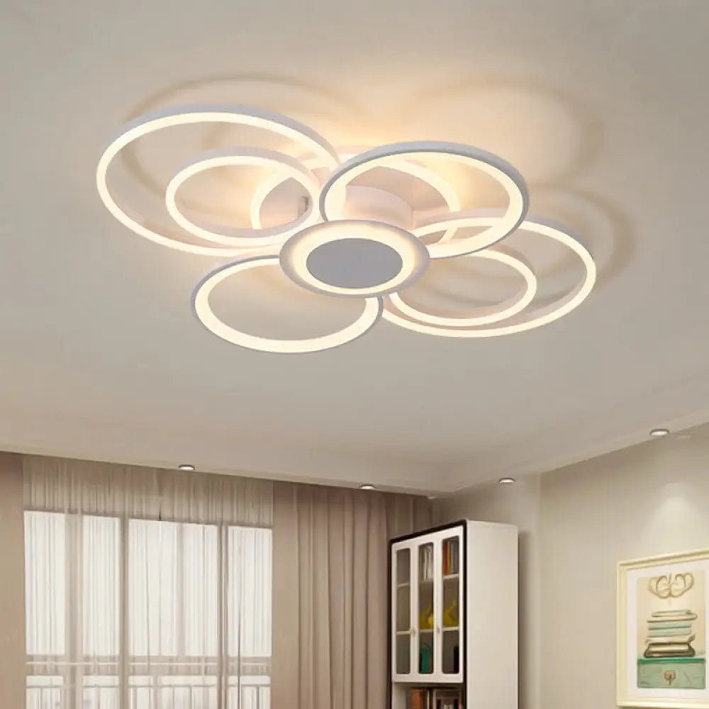 DecorBites™ Contemporary Multi-Halo Flush Ceiling Light with Acrylic Shade, available in Warm/White Light, for Bedroom (4/6/8 Lights)