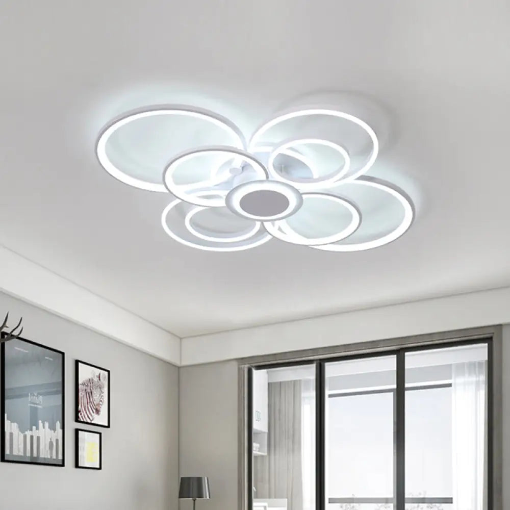 DecorBites™ Contemporary Multi-Halo Flush Ceiling Light with Acrylic Shade, available in Warm/White Light, for Bedroom (4/6/8 Lights)