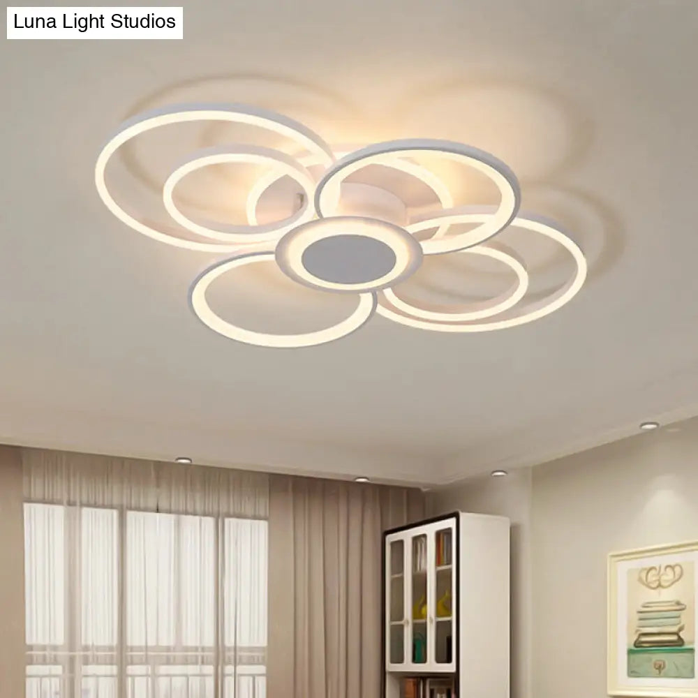DecorBites™ Contemporary Multi-Halo Flush Ceiling Light with Acrylic Shade, available in Warm/White Light, for Bedroom (4/6/8 Lights)