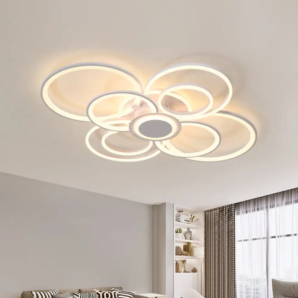 DecorBites™ Contemporary Multi-Halo Flush Ceiling Light with Acrylic Shade, available in Warm/White Light, for Bedroom (4/6/8 Lights)