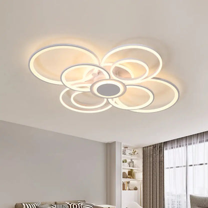 DecorBites™ Contemporary Multi-Halo Flush Ceiling Light with Acrylic Shade, available in Warm/White Light, for Bedroom (4/6/8 Lights)