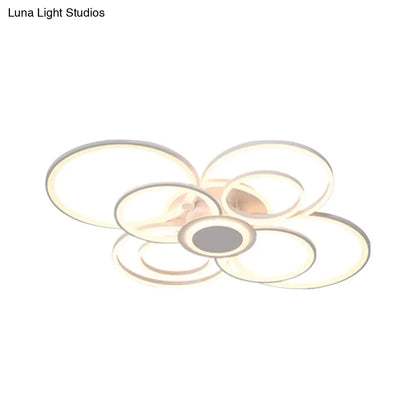 DecorBites™ Contemporary Multi-Halo Flush Ceiling Light with Acrylic Shade, available in Warm/White Light, for Bedroom (4/6/8 Lights)