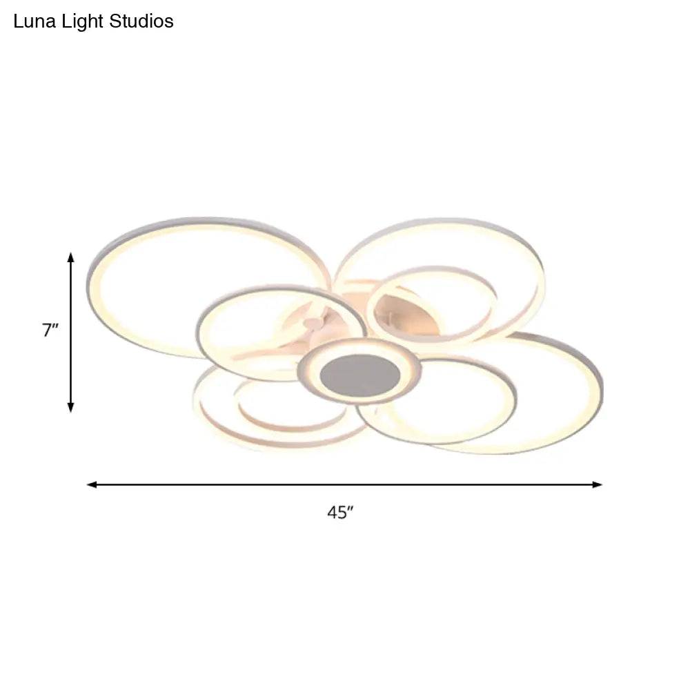 DecorBites™ Contemporary Multi-Halo Flush Ceiling Light with Acrylic Shade, available in Warm/White Light, for Bedroom (4/6/8 Lights)