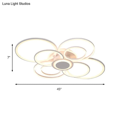 DecorBites™ Contemporary Multi-Halo Flush Ceiling Light with Acrylic Shade, available in Warm/White Light, for Bedroom (4/6/8 Lights)